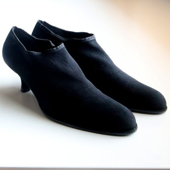 Stuart Weitzman Black Suede Leather Kitten Heel Almond Toe Ankle Boots Booties 6 - Picture 6 of 16